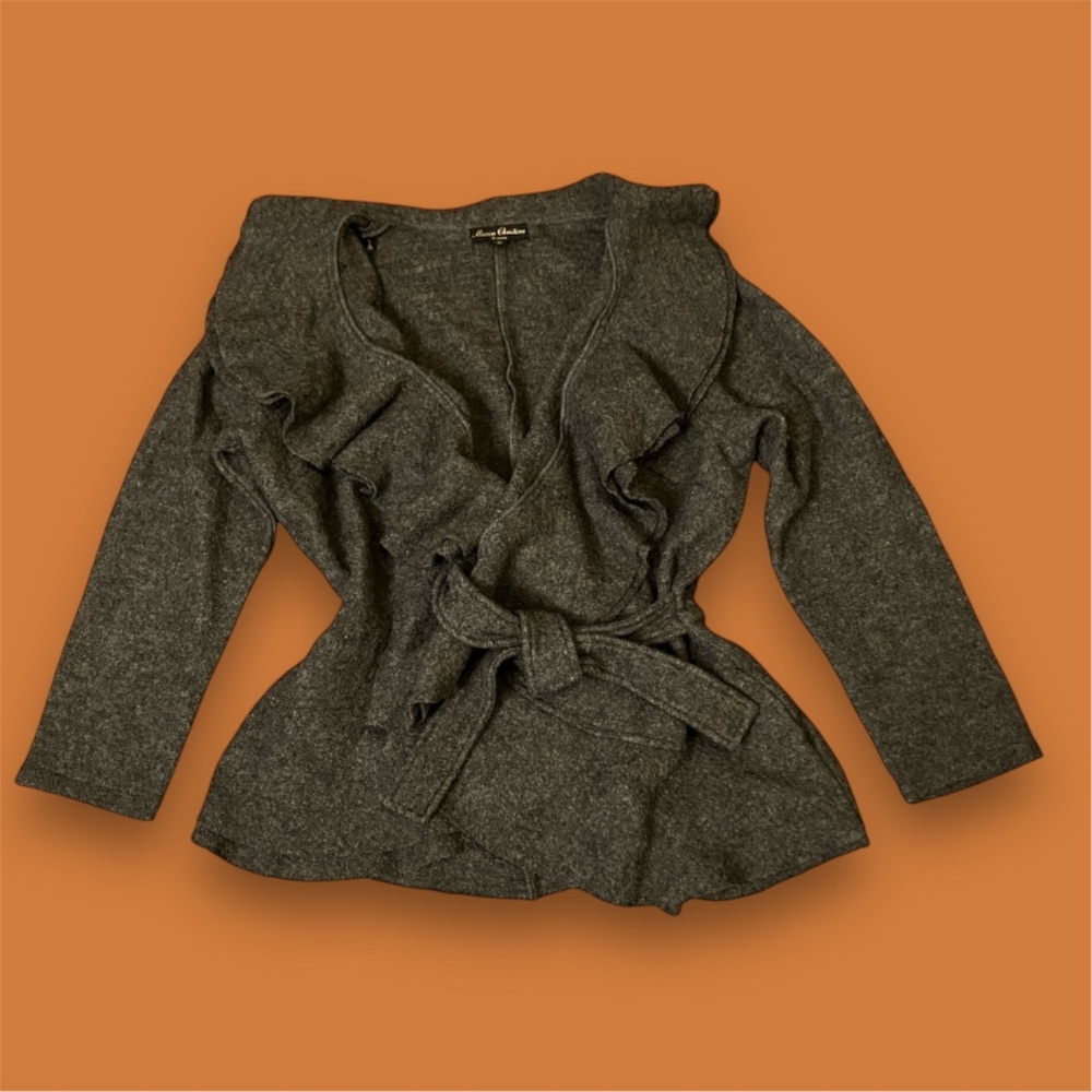 Vintage Charcoal Heather Grey Wool Wrap Coat